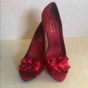 Red Ruffled Nina Heels
